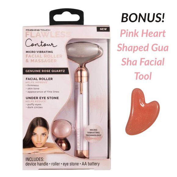 Finishing Touch Vibrating Facial Roller & Massager –NEW w/ BONUS Gua Sha Tool - Picture 1 of 13